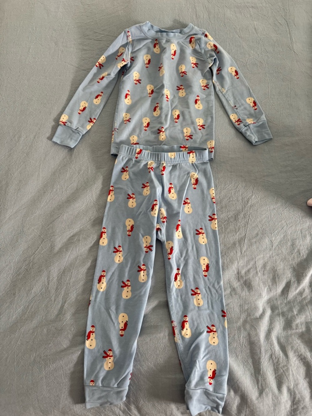 Light Blue Pajama Set with Snowman Print